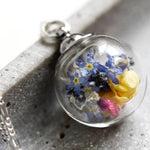 Wildflowers Necklace - Colorful Flowers Forget-Meinnicht Jasmine 925 Sterling Silver Chain - K925-116