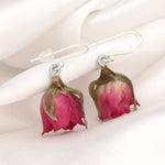 925 Sterling silver earrings with real roses