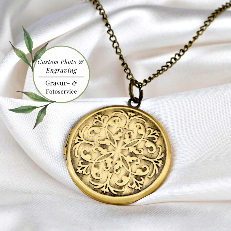 Photo medallion necklace with your photo Personalized oriental pendant-VIK-126