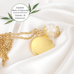Customizable Pust Flowers Medaillon Chain with Photoservice - Gold Plated - VIK-117