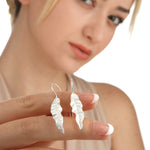 Long Leaves Earrings-925 Sterling Silver Earrings-Elegant Naturschmuck-OHR925-122
