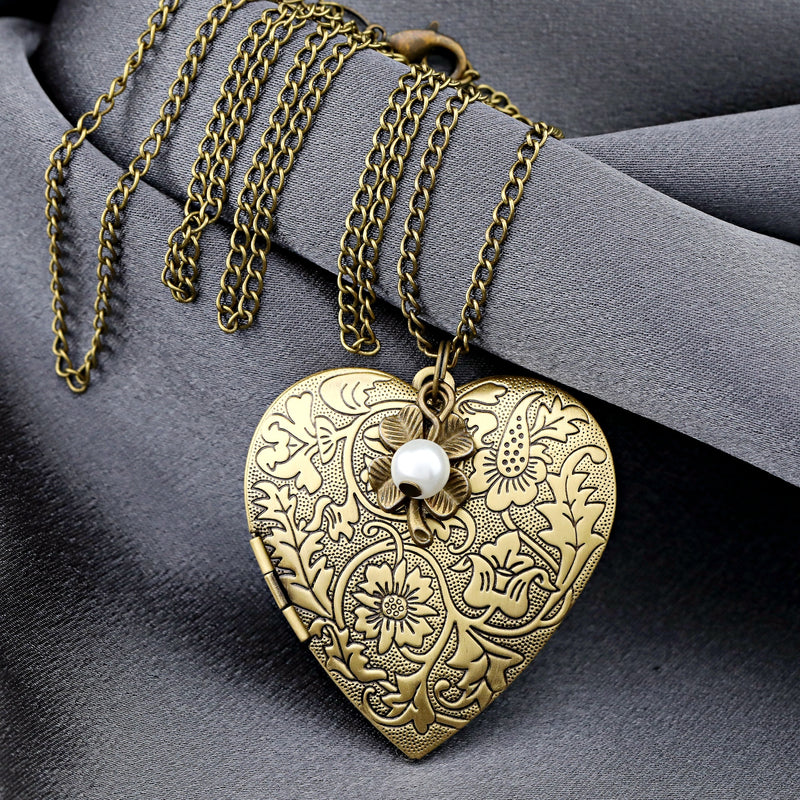 Bronze Kette mit personalisiertem Herz Medaillon inklusive Fotoservice - VIK-102