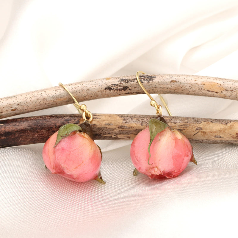 Elegant genuine roses earrings - 925 sterling gilded earrings - PR079