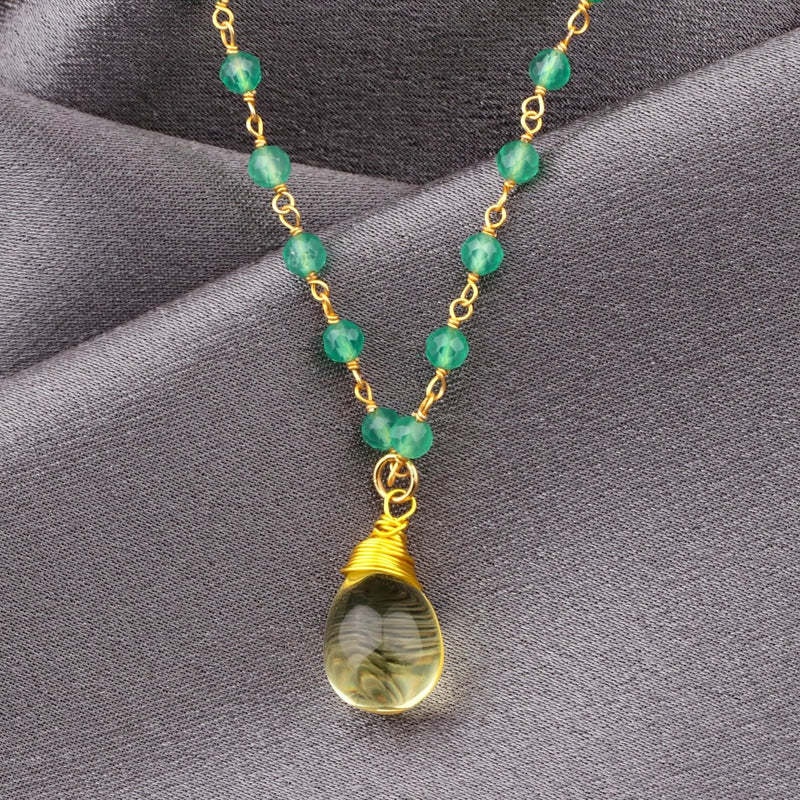 Gemstone chain with Aventurine and citrine