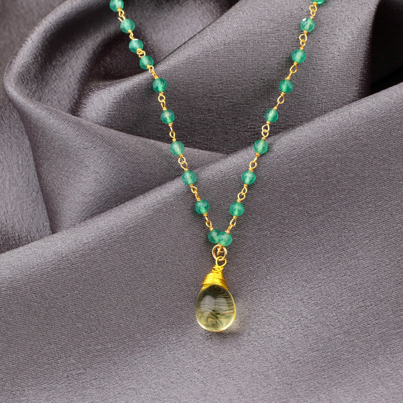 Gemstone chain with Aventurine and citrine