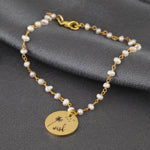 Personalized engraving bracelet with freshwater pearls RETARM-42