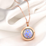 Rosegold Gold Medal of Forgiveness - 925 Sterling Gold chain with real flowers - K925-126