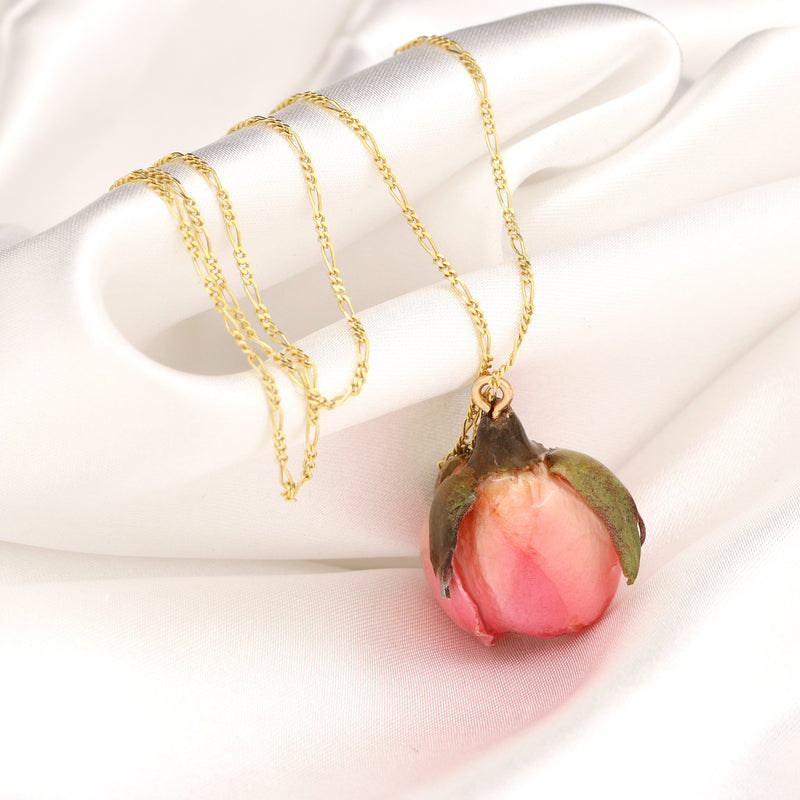 Genuine Rose Necklace-925 Sterling gold gold plated chain cast with resin-K925-58