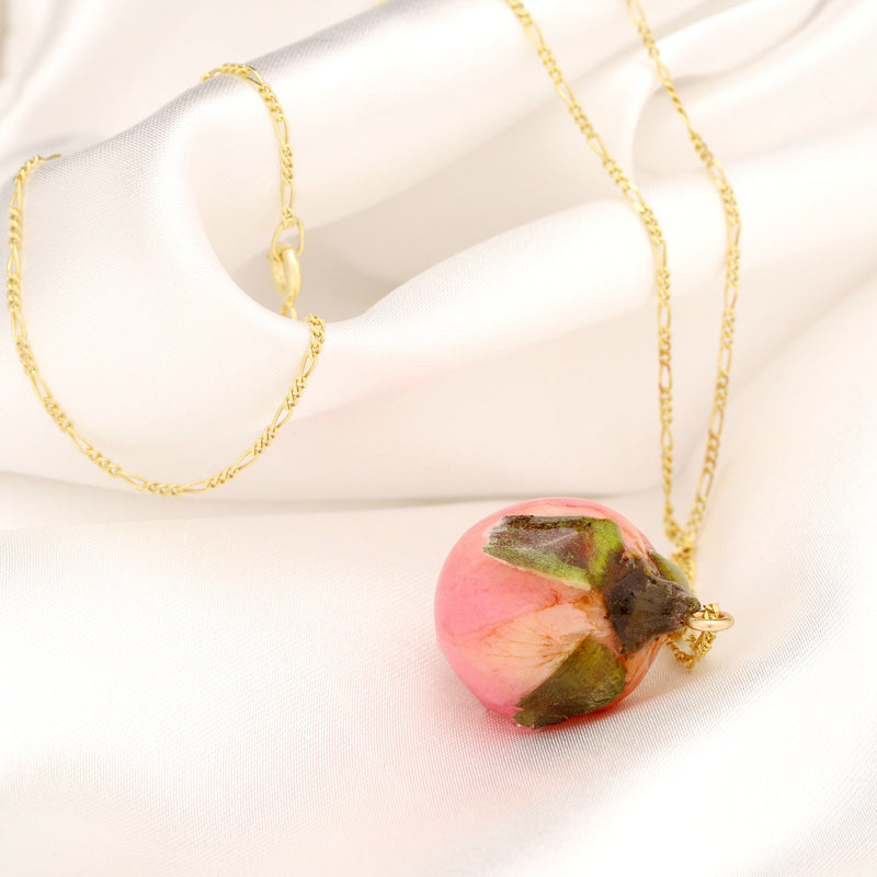 Genuine Rose Necklace-925 Sterling gold gold plated chain cast with resin-K925-58