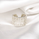 Ornamental 925 Sterling Silver Ring in Orient Style - Size Adjustable Statement Ring - RG925-15