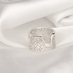 Ornamental 925 Sterling Silver Ring in Orient Style - Size Adjustable Statement Ring - RG925-15