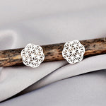 Flower of Life Mini Ear Studs - 925 Sterling Silver - OHR925-37
