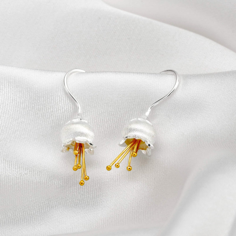 Glockenblumen Bicolor Earrings-925 Sterling Silver Maiglöckchen Botanik Flowers Earrings-OHR925-49