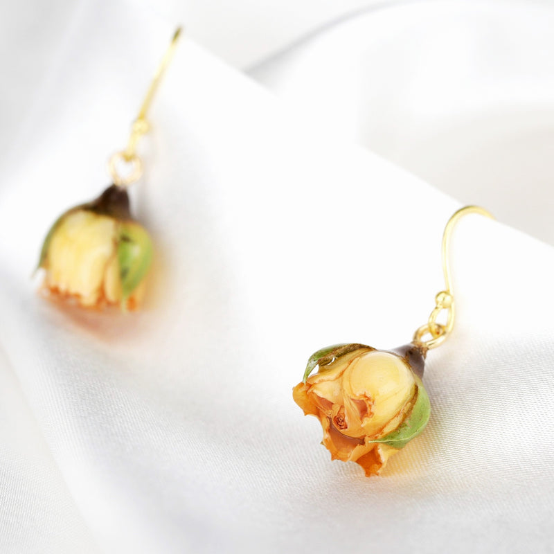 925 Genuine Mini Roses Sterling Gold Plated Earrings