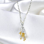 Belly Flowers Chain - 925 Silver Chain Golden Floral Pendant - Flowers Chain - K925-103