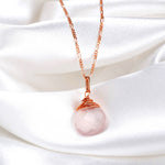 Rose Quartz Drop Chain 925 Sterling Rosegold Gold Plated Pink Gem Aura Necklace K925-71