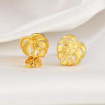 Monstera Leaf Earrings-925 Gold Gold plated Exotic Leaves Earrings-OHR925-76