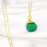 925 Sterling Silver Gold-plated Chain "Green Onyx"