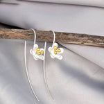 Butter flower bicolor earrings - 925 sterling silver matt playful 3D elegant flowers earrings - Ear925-18