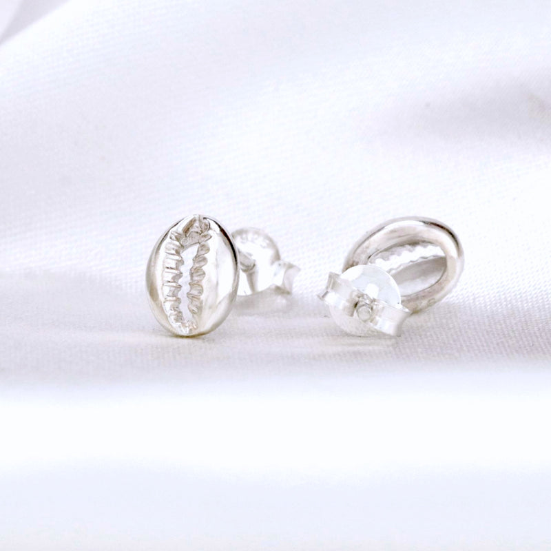Cowrie Shell Mini Ear Studs - 925 Sterling Silver - OHR925-48