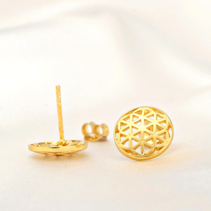925 Gold Gold Gold Earrings "Flower of Life" - OHR925-106