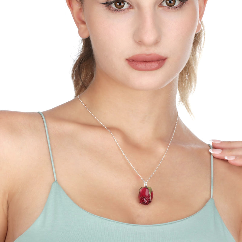 925 Sterling Real Red Rose Silver Chain