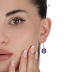 Amethyst Drop Earrings - 925 Sterling Silver Gem Earrings - Ear925-85
