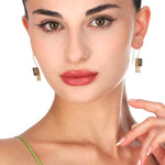 Labradorite Gemstone Earrings with Golden Drops - 925 Sterling Gold Gilded Jewelry - Ear925-125