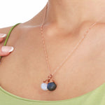 Labradorite Moonstone Necklace - 925 Sterling Rose Gold Gold Plated Chain - K925-144