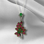 925 Blessing Tree Sterling Silver Gemstone Chain with Tourmaline, Aventurine and Cubic Zirconia - K925-97