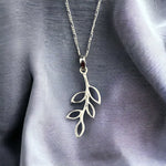 Leaves at the AST 925 Sterling Silver Chain - Real Silver Minimalist Nature Jewelry - K925-17