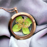 Dill Flower Real Leaf Medallion Necklace-925 Sterling Rosegold Gold-plated Necklace-K925-66