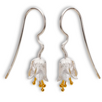 Bellflower Detailed Earrings - 925 Sterling Gold Plated - Stamens Matte - OHR925-86