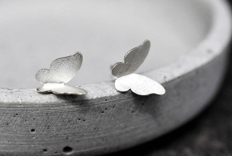 Mini Butterflies Stud Earrings - Minimalist 925 Sterling Silver Earrings - Ear925-73