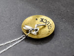 Fortunately engraving chain with fairy pendant - 925 sterling silver lucky charms engraved chain - K925-91
