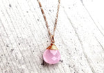 Rose Quartz Drop Chain 925 Sterling Rosegold Gold Plated Pink Gem Aura Necklace K925-71