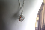 Tiles Glass Pendant - Silver Players Ornament Chain - Minimalist Gift Idea - VIK-35