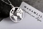World Map Silhouette Pendant - 925 Sterling Silver Globetrotter World Tour Trailer Necklace - K925-143