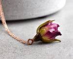 Real rose necklace-Romantique Jewelry from 925 Sterling Rosegold Vergoldet-Naturschmuck-K925-50