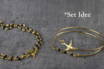 Onyx Swallows Gold Bangles Set - Gold Plated Black Gem Rondella Animal Bird Swallow Jewelry Set - Retremm-38