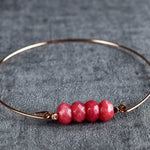Jade Rondelle Bangle - Rosegold Gold Plated Pomegranate Red Gemstone Jewelry - Retars 47