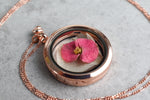 Christ Thorn Hydrangeable Glass Glass Medallion Chain - 925 Sterling Rosegold Gold Plated Floral Necklace - PR083