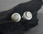 Shiva Eyes Mini Stud Earrings - 925 Sterling Silver Minimalist Shell Ocean Maritime Jewelry - Ear925-77