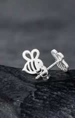 Bee Mini Stud Earrings - 925 Sterling Silver Earrings - Stamina Creativity Symbol Jewelry - Ear925-90