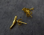 Bird Pair Mini Stud Earrings - 925 Sterling Gold Plated Filigree Love Pair Nature Love Earrings - Ear925-137