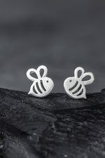 Bee Mini Stud Earrings - 925 Sterling Silver Earrings - Stamina Creativity Symbol Jewelry - Ear925-90
