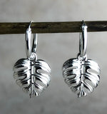 Monstera Leaf Earrings - 925 Sterling Silver Exotic Leaves Earrings - Ear925-115