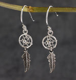 Dream Catcher Earrings - 925 Sterling Silver Tribal Boho Shaman Indian Jewelry - Ear925-42