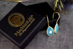 Aquamarine Gold Earrings - 925 Sterling Gilded Luxurious Gem Earrings - Ear925-87