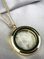 Flowers of brass Seeds of glass Medallion necklace Gold-plated terrarium Botanical jewellery -VIK-127